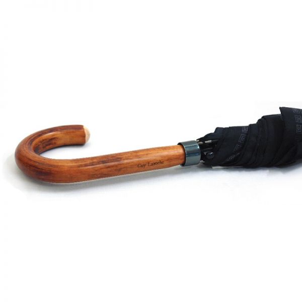 Ομπρέλα ανδρική αυτόματη μεγάλη με ξύλινη λαβή Guy Laroche Men's Design, λεπτομέρεια, λαβή