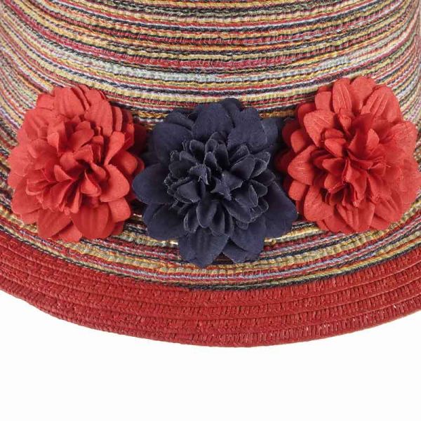 Καπέλο καλοκαιρινό κοριτσίστικο με λουλούδια, λεπτομέρεια