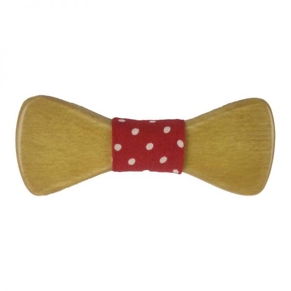 Kids' Wooden Bow Tie Victoria Red With Spots
