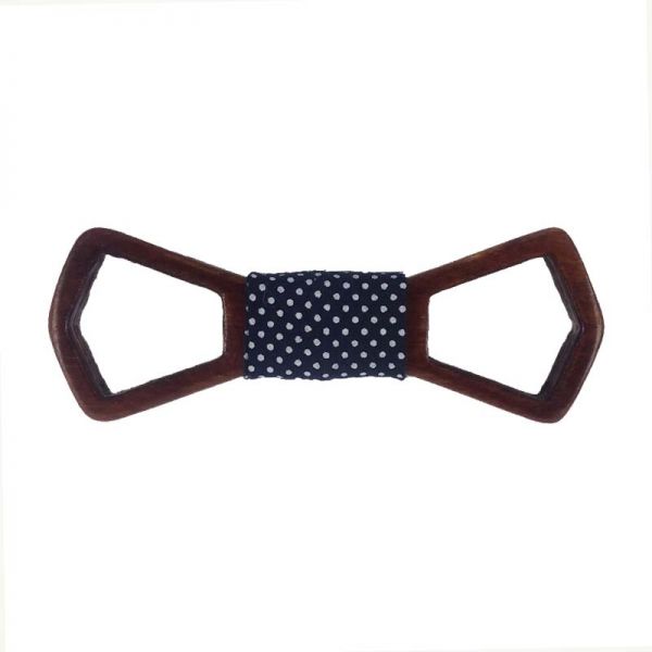 Kids' Wooden Bow - Tie Victoria Blue With Spots