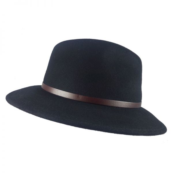 Winter Fedora Wool Hat Water Repellent Crushable Black