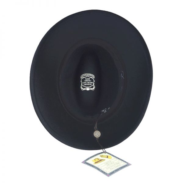 Καπέλο χειμερινό μάλλινο ρεπούμπλικα μαύρο με δερμάτινο λουράκι Fedora Wool Water Repellent Crushable Black Hat, εσωτερικό