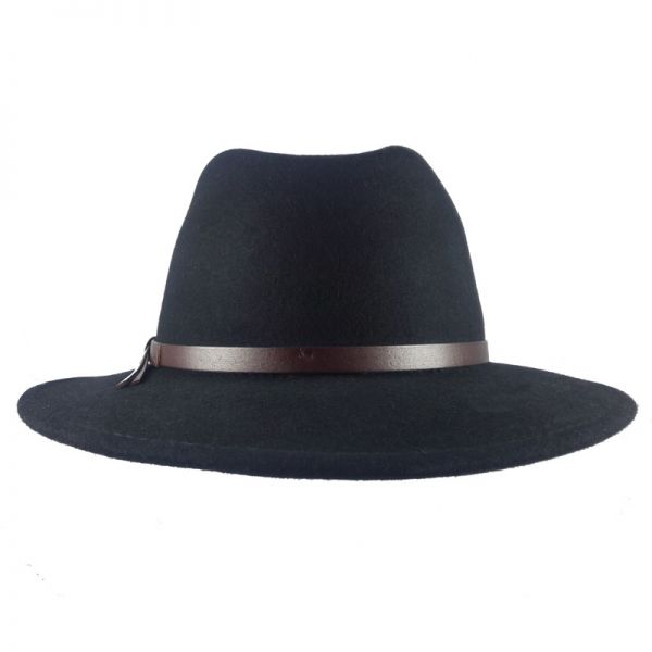 Winter Fedora Wool Hat Water Repellent Crushable Black