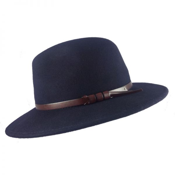 Winter Fedora Wool Hat Water Repellent Crushable Blue