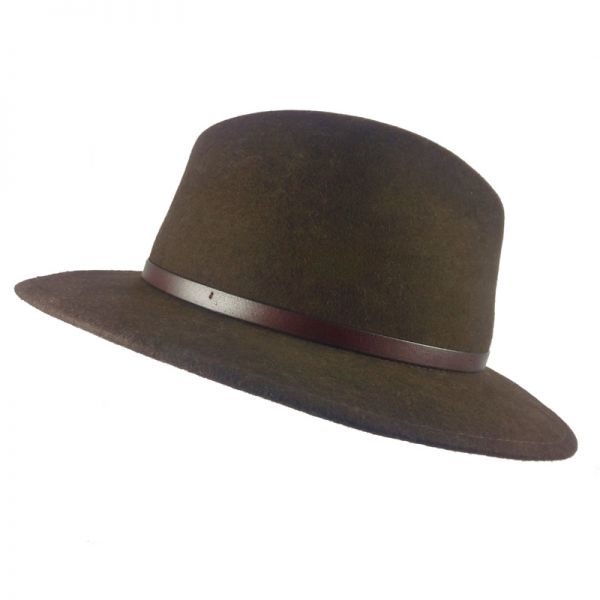 Winter Fedora Wool Hat Water Repellent Crushable Brown