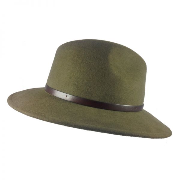 Winter Fedora Wool Hat Water Repellent Crushable Olive Green