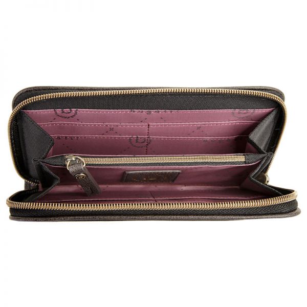 Πορτοφόλι γυναικείο μαύρο Bugatti Contratempo Black Zipped Wallet, εσωτερικό