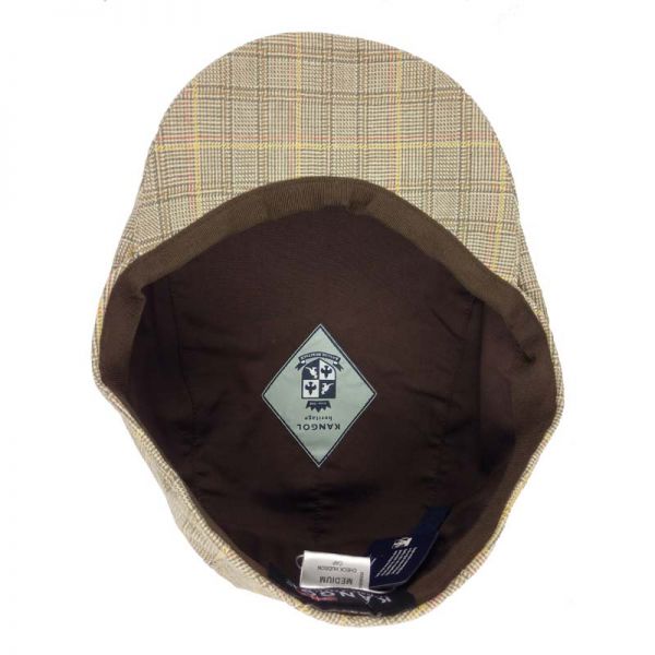 Καπέλο τραγιάσκα καλοκαιρινό μπεζ καρό Kangol Check Hudson Cap, εσωτερεικό