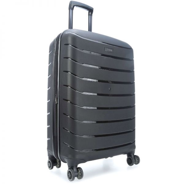 Medium Hard Expandable Luggage 4 Wheels Titan Limit Spinner Black