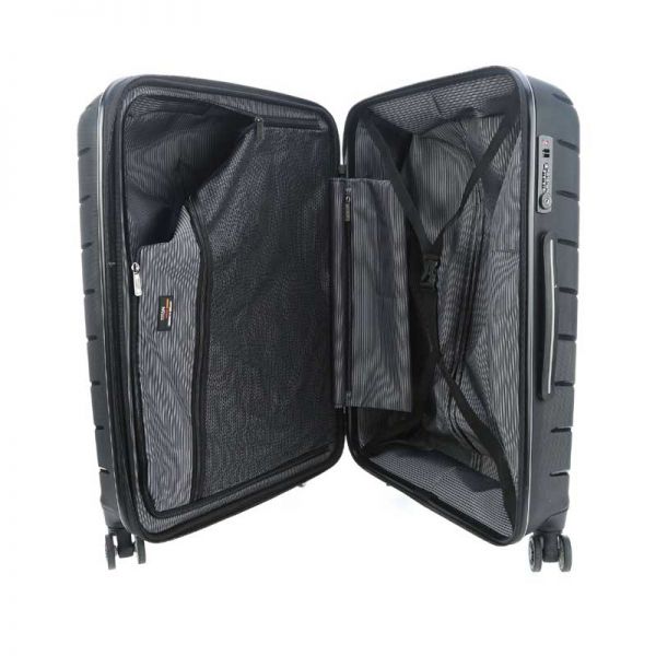 Medium Hard Expandable Luggage 4 Wheels Titan Limit Spinner Black