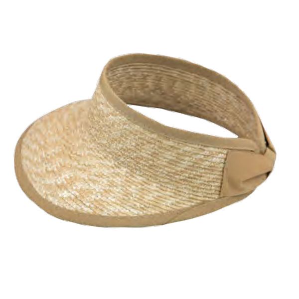 Women's Straw Visor With Beige Bow