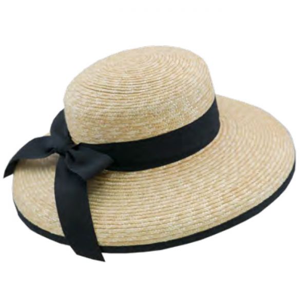 Καπέλο γυναικείο ψάθινο καλοκαιρινό με μαύρο φιόγκο