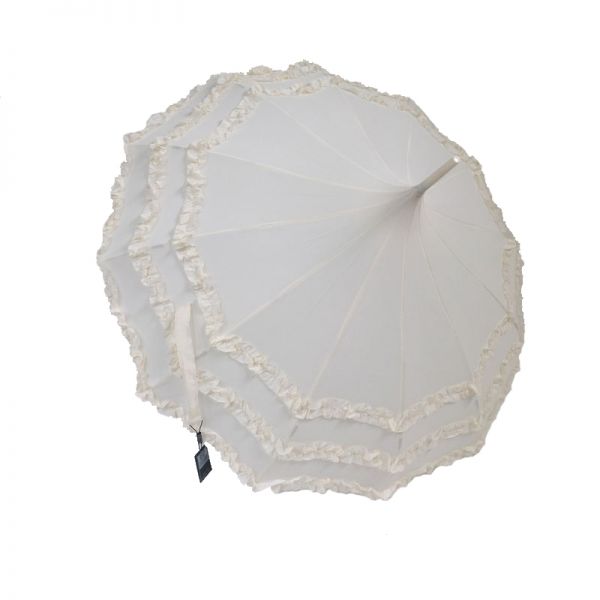 Ομπρέλα μεγάλη αυτόματη νυφική εκρού με βολάν  Vogue Ecru Wedding Umbrella