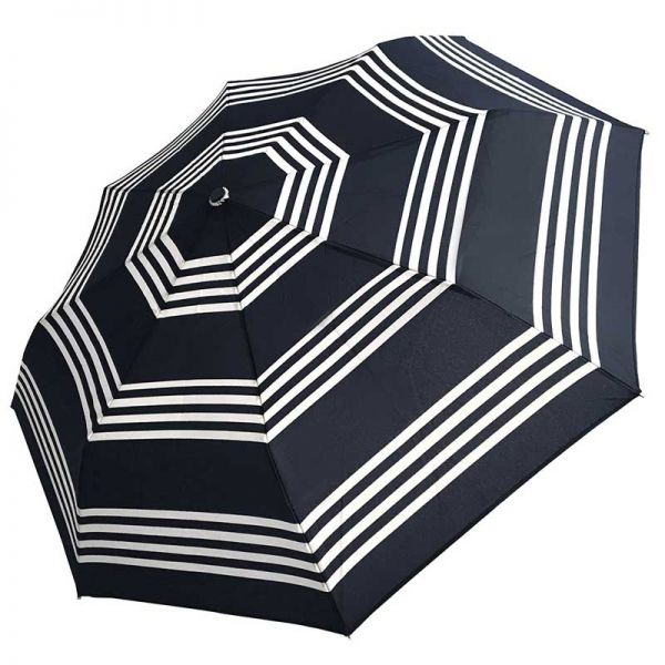 Ομπρέλα γυναικεία ασπρόμαυρη σπαστή χειροκίνητη Guy Laroche Folding Umbrella 8340, ριγέ