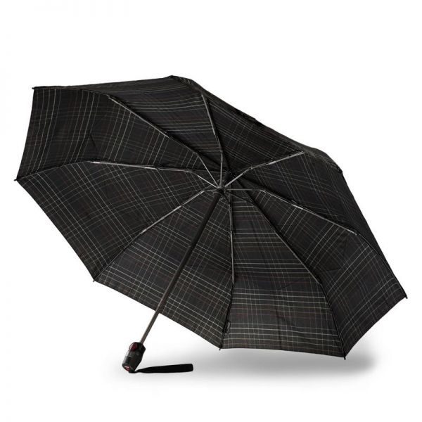 Automatic Open - Close Folding Umbrella Knirps T.200 Duomatic Check Black