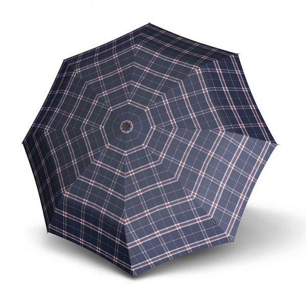 Automatic Open-Close Folding Umbrella Knirps T.200 Medium Duomatic Check Navy