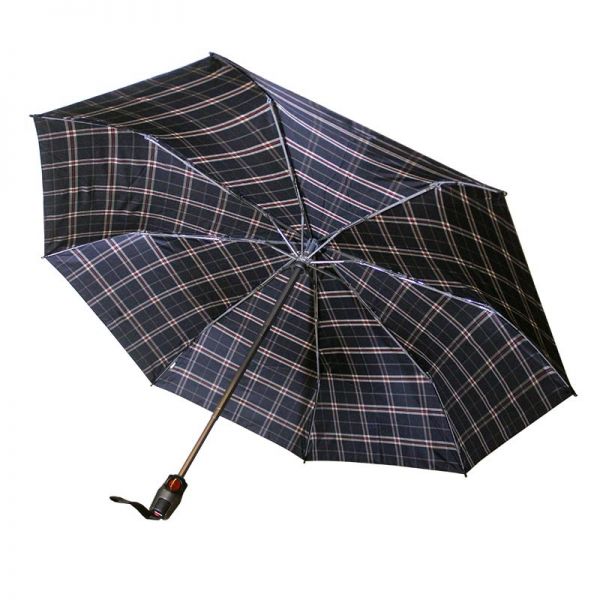 Automatic Open-Close Folding Umbrella Knirps T.200 Medium Duomatic Check Navy