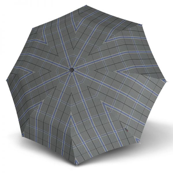 Automatic Open - Close Folding Umbrella Knirps T.200 Duomatic Check Grey