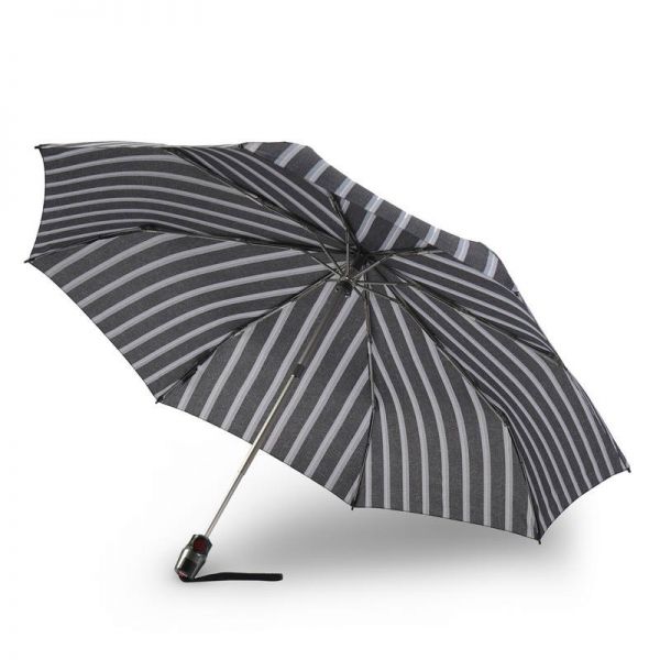Ομπρέλα ανδρική, σπαστή, γκρι με ρίγες, αυτόματο άνοιγμα - κλείσιμο Knirps Folding Umbrella T.200 Duomatic Fashion Collection Men Justin Grey