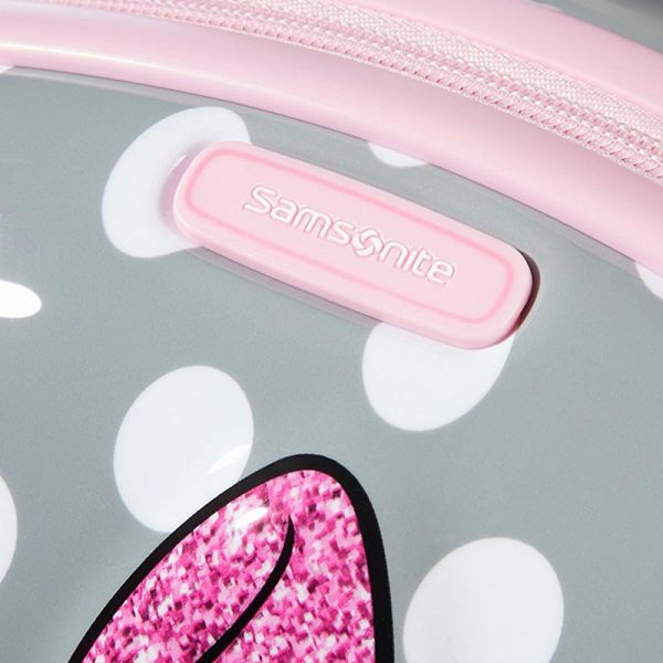 Βαλίτσα παιδική καμπίνας Samsonite Disney Ultimate 2.0  Minnie Mouse Glitter Spinner, λεπτομέρεια, μπροστινή όψη, logo