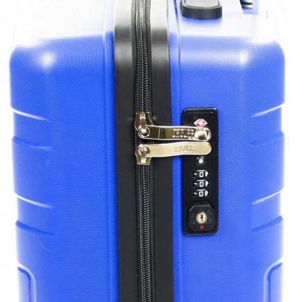 Βαλίτσα σκληρή καμπίνας μπλε με 4 ρόδες Jaguar Voyager Trolley Cabin Blue, λεπτομέρεια, κλειδαριά TSA