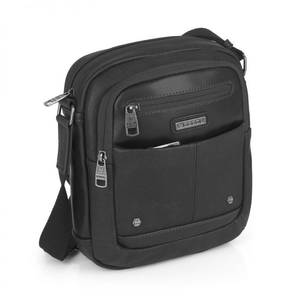 Τσαντάκι ώμου ανδρικό μεσαίο μαύρο Gabol Pocket Shoulder Bag Black