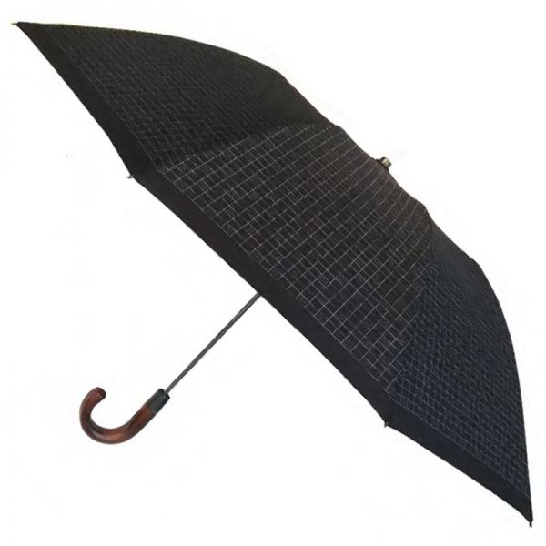Ομπρέλα μαύρη αυτόματη σπαστή με ξύλινη γυριστή λαβή Guy Laroche 8109