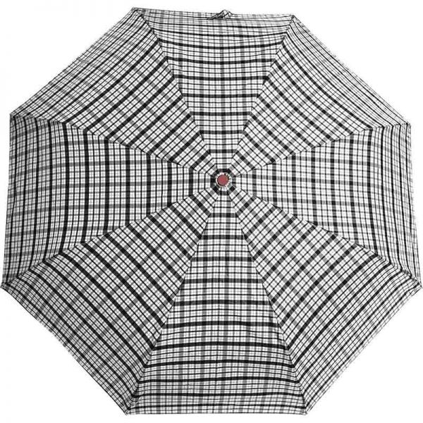 Ομπρέλα σπαστή καρώ με ξύλινη λαβή Guy Laroche Folding Check Umbrella, καρώ εκρού