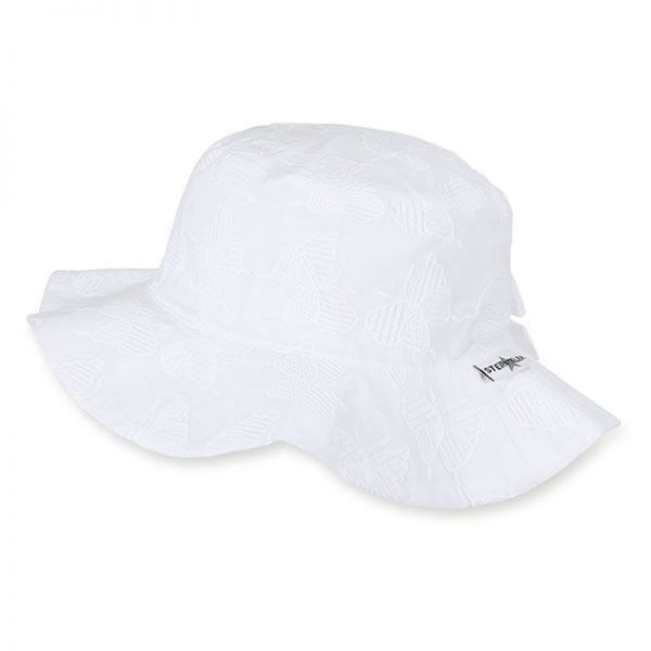 Καπέλο καλοκαιρινό βαμβακερό λευκό με κεντητές πεταλούδες και αντηλιακή προστασία Sterntaler Hat With Εmbroidery Butterflies