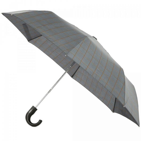 Ομπρέλα ανδρική σπαστή με γυριστή λαβή, καρώ, αυτόματη Ferré‎ Automatic Folding Umbrella Check  Blue.