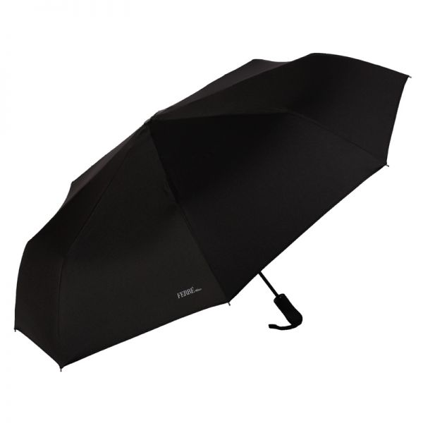 Ομπρέλα συνοδείας σπαστή μαύρη αυτόματο άνοιγμα - κλείσιμο Ferré‎ Big Folding Umbrella Black.