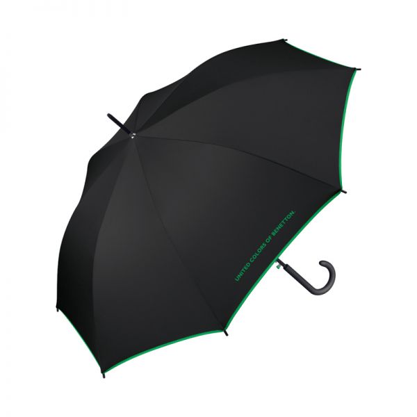 Ομπρέλα μεγάλη αυτόματη μαύρη με ρέλι United Colors of Benetton Long Stick Umbrella Black.