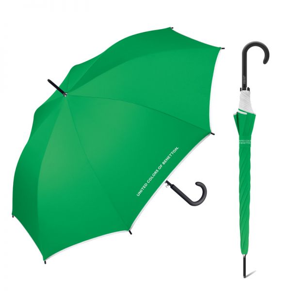 Ομπρέλα μεγάλη αυτόματη πράσινη με ρέλι United Colors of Benetton Long Stick Umbrella Green.
