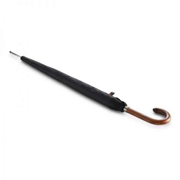 Long Automatic Umbrella With Wooden Handle Knirps AC Black