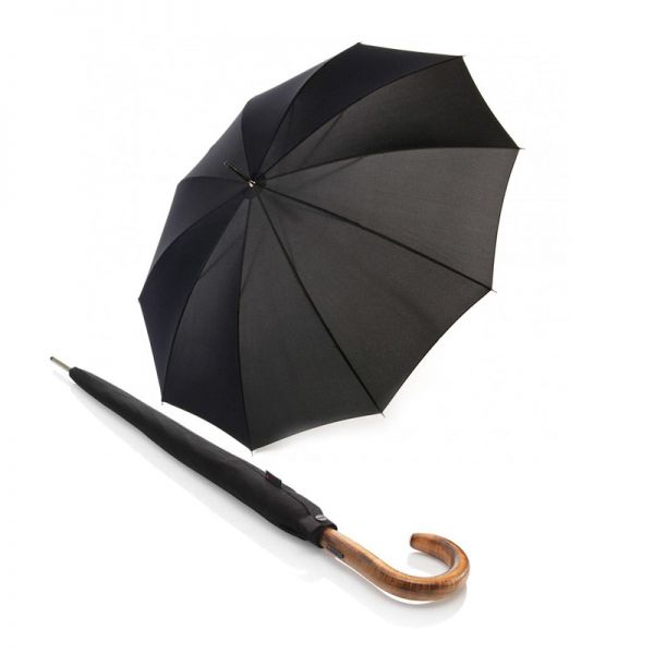 Ομπρέλα μεγάλη αυτόματη μαύρη με ξύλινη λαβή Knirps Stick Umbrella S.770 Long Automatic Black.