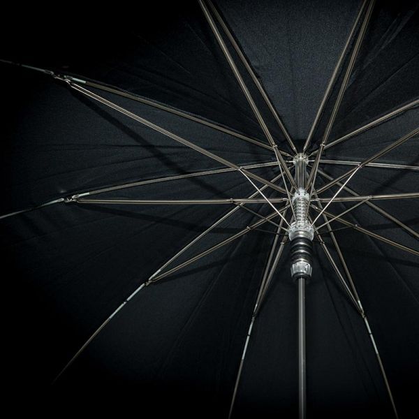 Ομπρέλα μεγάλη αυτόματη μαύρη με ξύλινη λαβή Knirps Stick Umbrella S.770 Long Automatic Black, λεπτομέρεια, μπανέλες.