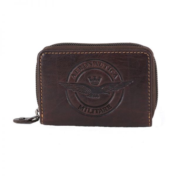 Leather Card Holder Aeronautica Militare Eagle Brown AM-126