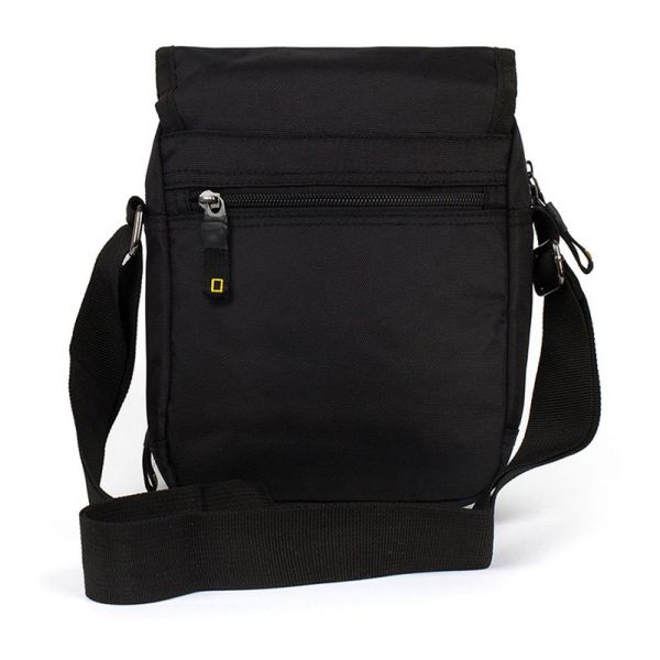 Τσαντάκι ώμου ανδρικό  με καπάκι μαύρο National Geographic Recovery Utility Bag  Black, πίσω όψη.