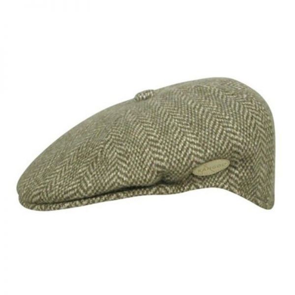 Καπέλο τραγιάσκα χειμερινό λαδί Kangol Herringbone 504 Cap Olive.