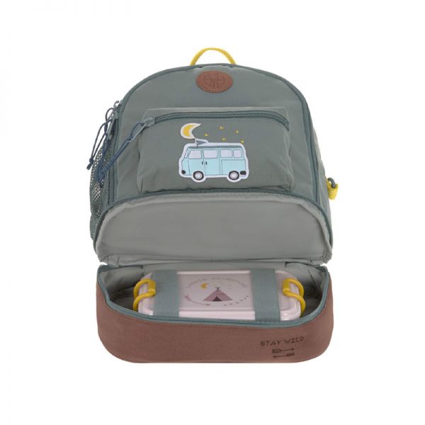 Σακίδιο πλάτης παιδικό λεωφορείο της Lässig Mini Backpack Adventure Bus Grey, θήκη βάσης.