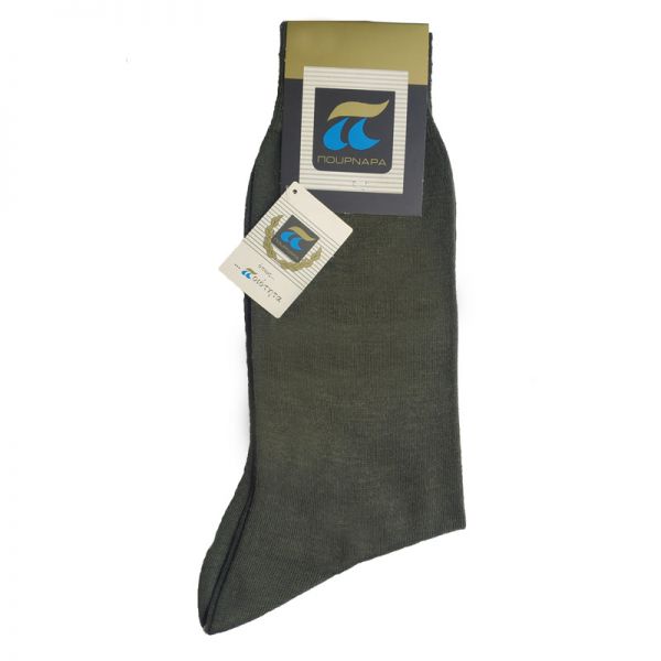 Κάλτσες ανδρικές μάλλινες λαδί Πουρνάρα Men's Wool Socks 158 Olive Green.