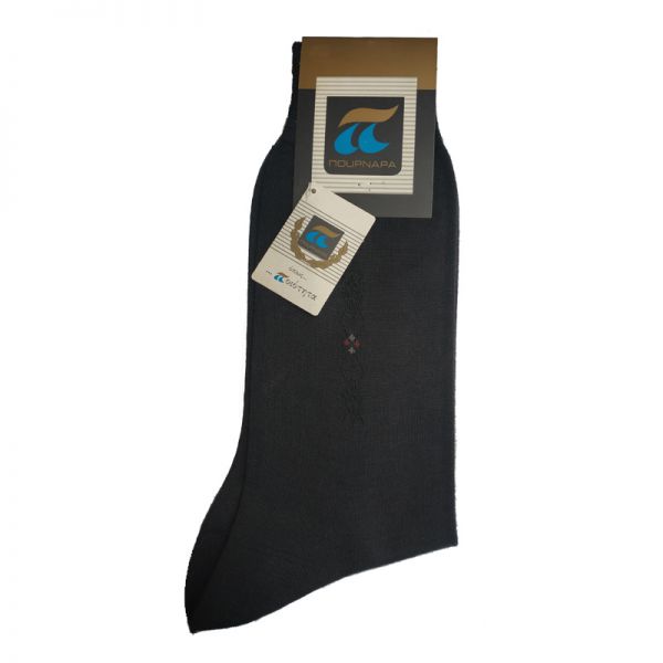 Κάλτσες ανδρικές μάλλινες μαύρες με κέντημα Πουρνάρα Men's Wool Socks 164 Black.
