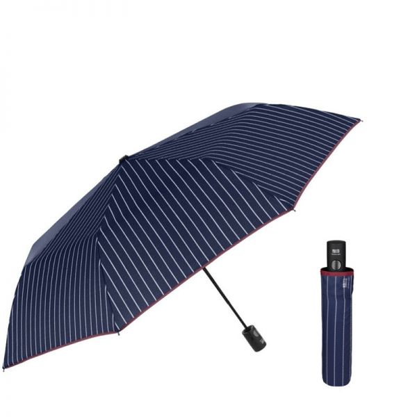 Ομπρέλα σπαστή αυτόματη μπλε ριγέ Perletti Technology Folding Umbrella Stripes Blue.