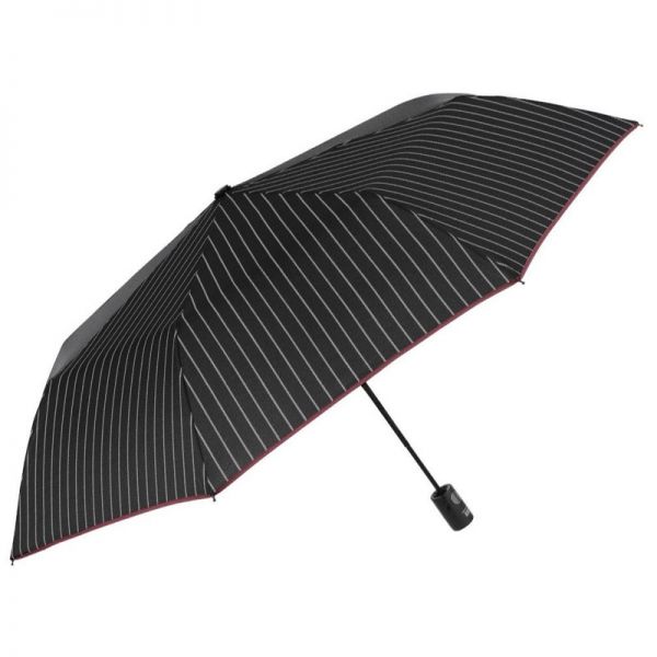 Ομπρέλα σπαστή αυτόματη μαύρη ριγέ Perletti Technology Folding Umbrella Stripes Black.