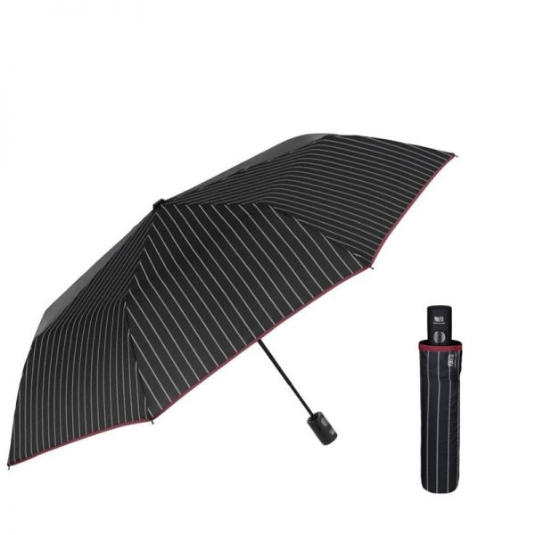 Ομπρέλα σπαστή αυτόματη μαύρη ριγέ Perletti Technology Folding Umbrella Stripes Black.