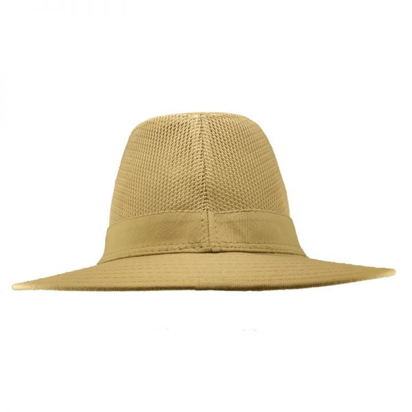 Καπέλο πλατύγυρο βαμβακερό μπεζ με εξαερισμό, πίσω όψη.