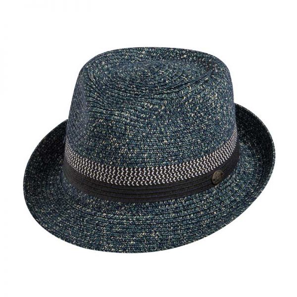 Καπέλο καβουράκι ψάθινο μπλε Sraw Trilby Hat Navy.