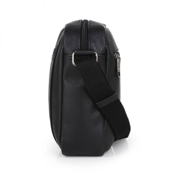 Τσάντα ώμου ανδρική μαύρη Gabol Desert Shoulder Bag Black, αριστερή όψη.