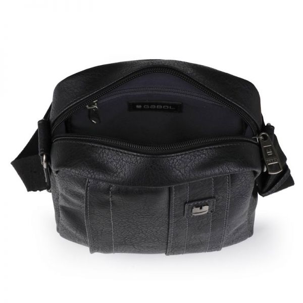 Τσάντα ώμου ανδρική μαύρη Gabol Desert Shoulder Bag Black, εσωτερικό.