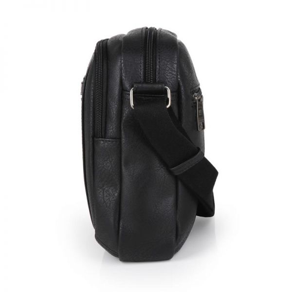Τσάντα ώμου ανδρική μαύρη Gabol Desert Shoulder Bag Black, αριστερή όψη.